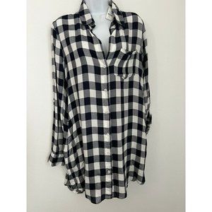 Harper Heritage Medium blue and white Check Shirt Dress Soft Flannel Lightweight